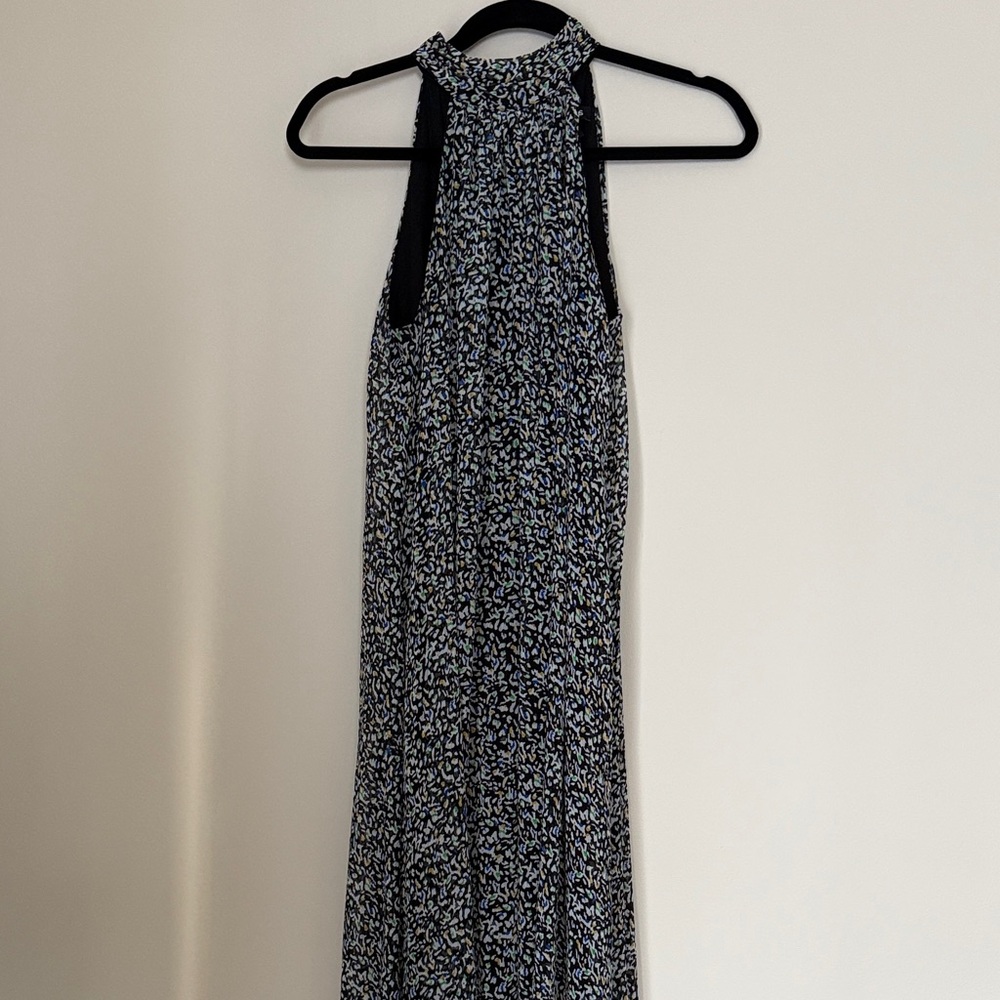 Express Women's  Black Multicolor Print Halter Tie Neck Jumpsuit Size XS